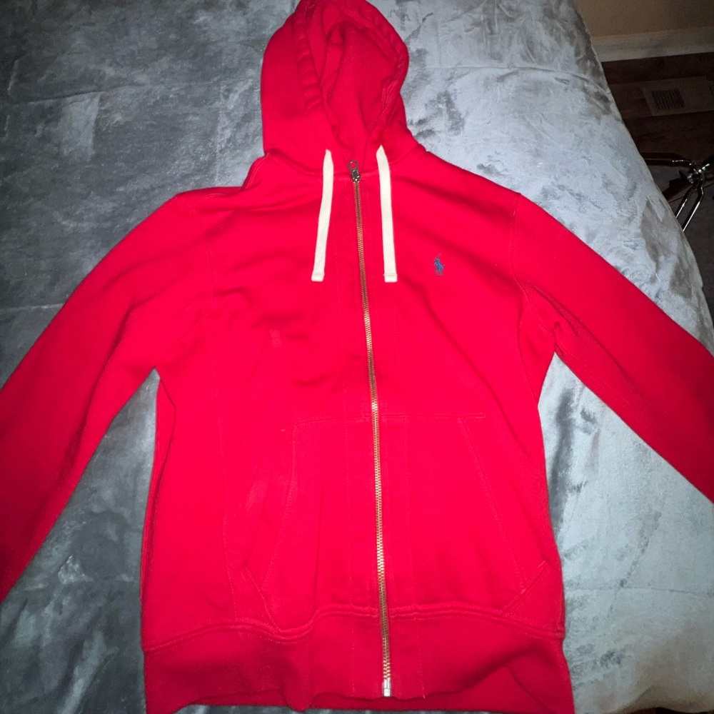 Red polo zip up